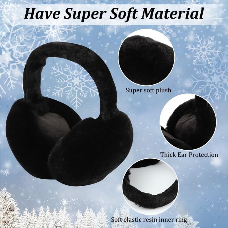 Ranjaner Winter Ear Muffs Women, Faux Fur Winter Girls Fuzzy Earmuffs, Foldable Fluffy Ear Covers, Outdoor Warm Ear Covers - Image 3